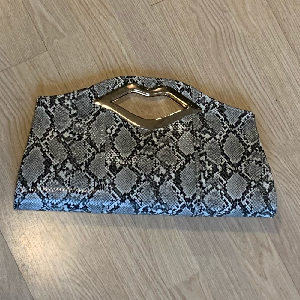 Faux Snake Skin Clutch